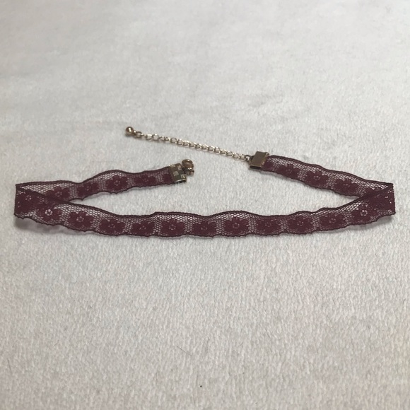Maroon Lace Flower Choker Necklace - Picture 8 of 10